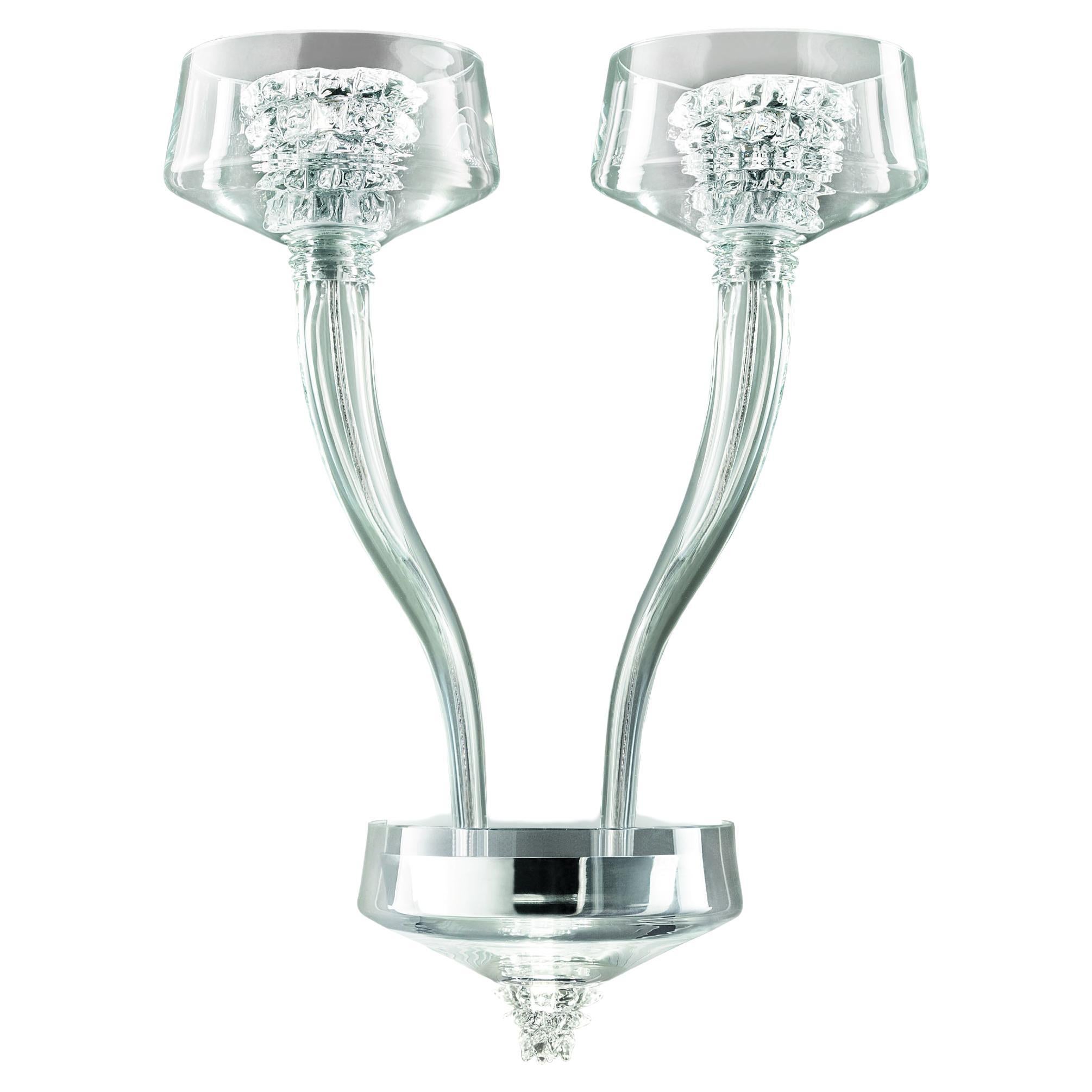 Murano blown Glass Wall Sconce, Crystal Venetian Crystal