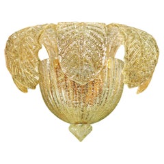 Murano blown Glass Wall Sconce, Gold Rugiada Venetian Crystal