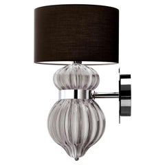 Murano blown Glass Wall Sconce, Grey Venetian Crystal