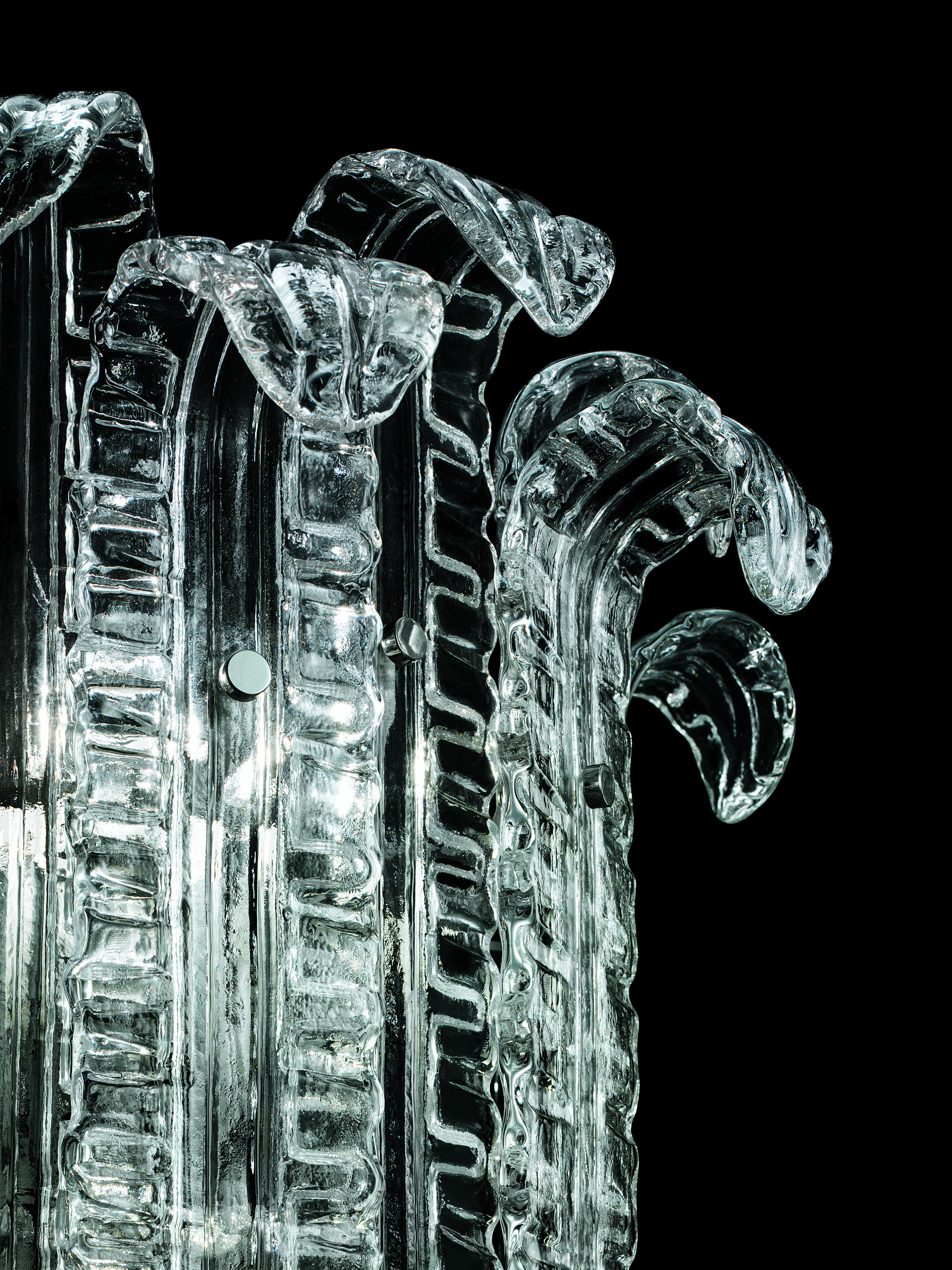 Italian Murano blown Glass Wall Sconce, New Felci, Crystal Venetian Crystal For Sale