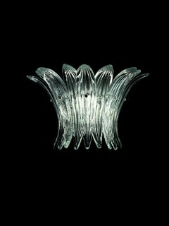 Murano blown Glass Wall Sconce, Palmette, Crystal Venetian Crystal