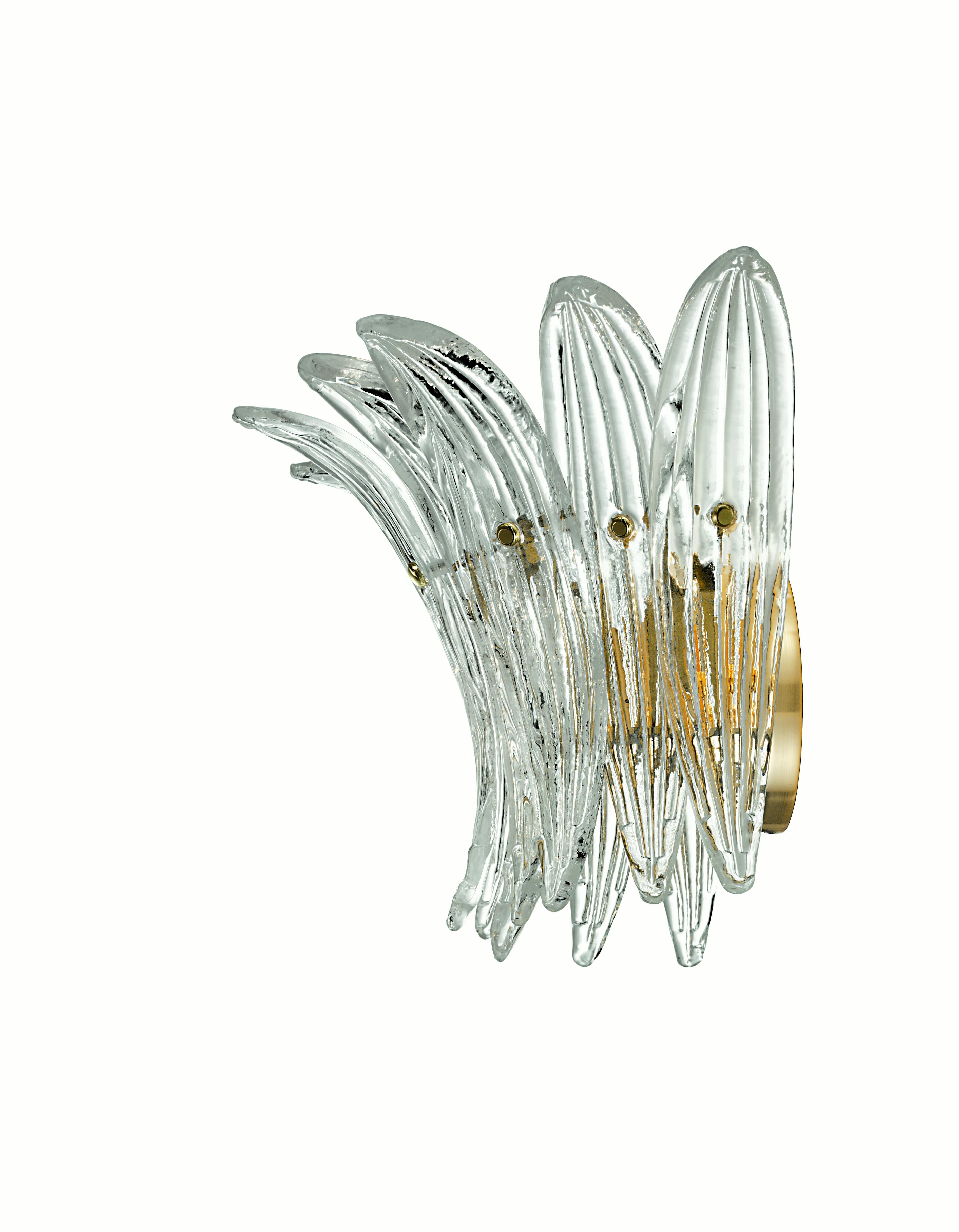 Italiano Applique in vetro soffiato di Murano, Palmette, cristallo veneziano in vendita