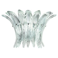 Murano blown Glass Wall Sconce, Palmette, Crystal Venetian Crystal