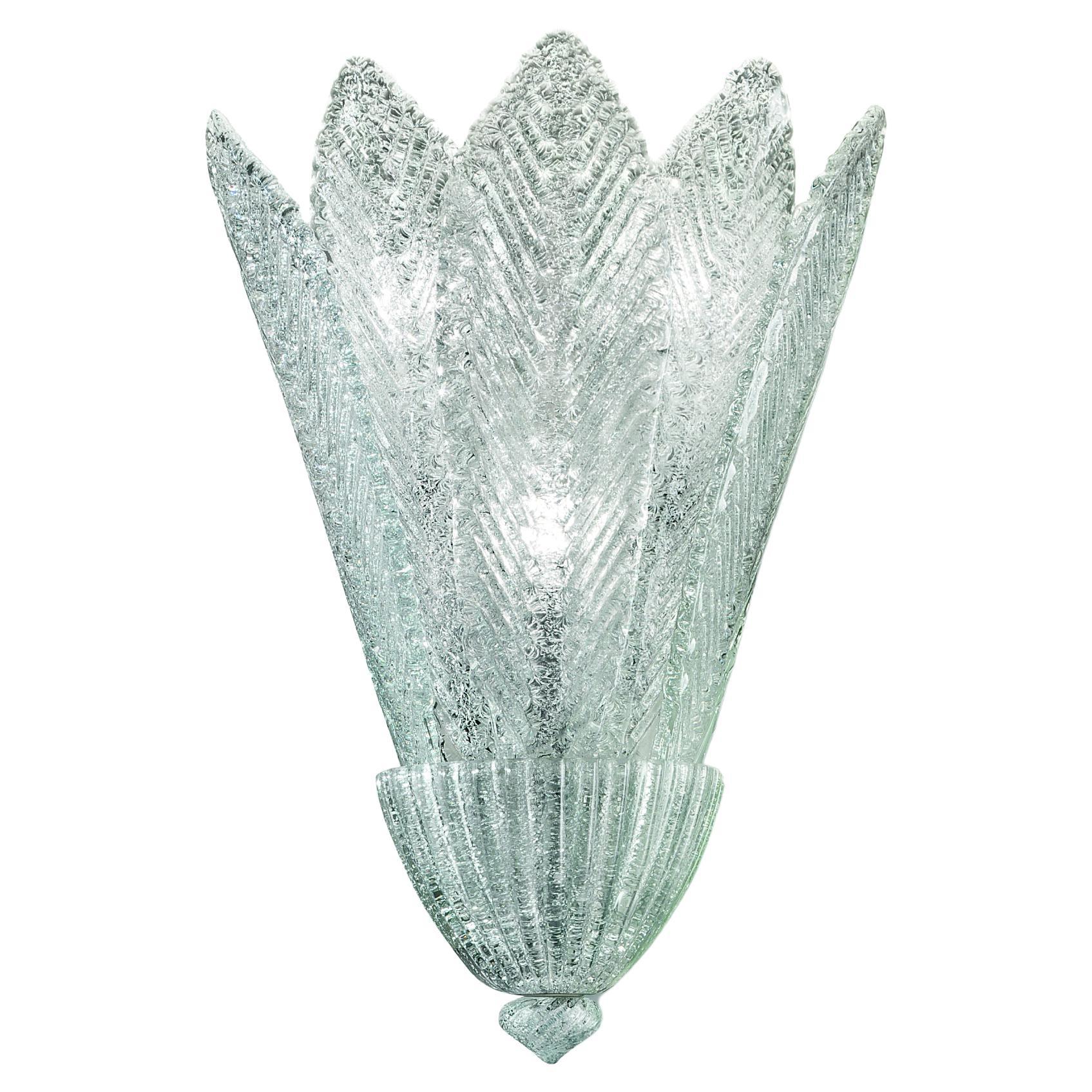 Wandleuchter aus mundgeblasenem Murano-Glas, Spade, Kristall Rugiada Venetian Crystal