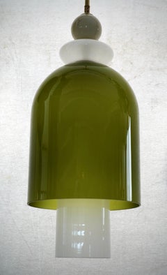 Murano Blown Glass White and Green Color Mid-Century Lanterns, 2020