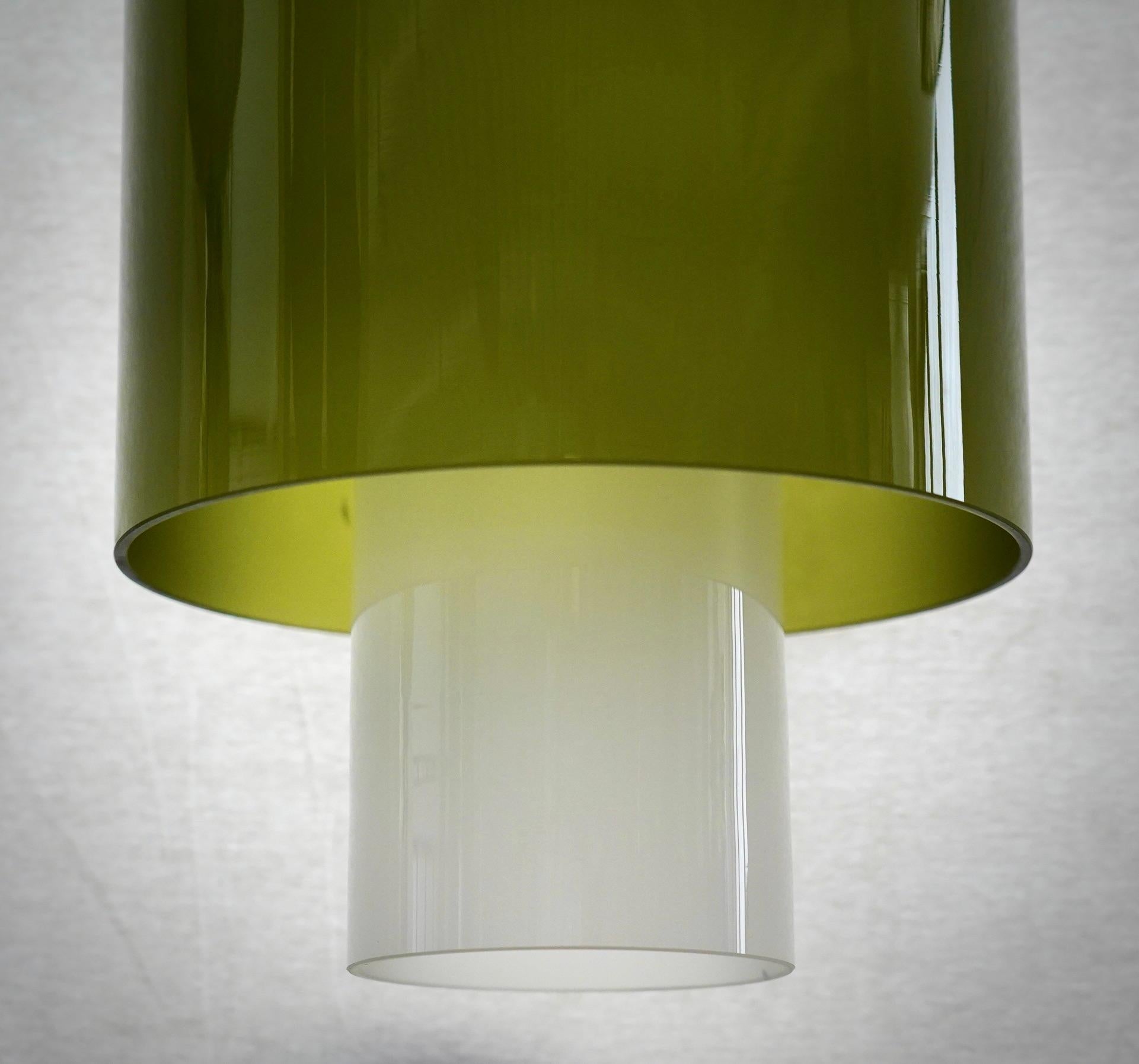 Mid-Century Modern Lanternes du milieu du siècle en verre soufflé de Murano, blanc et vert, 2020 en vente