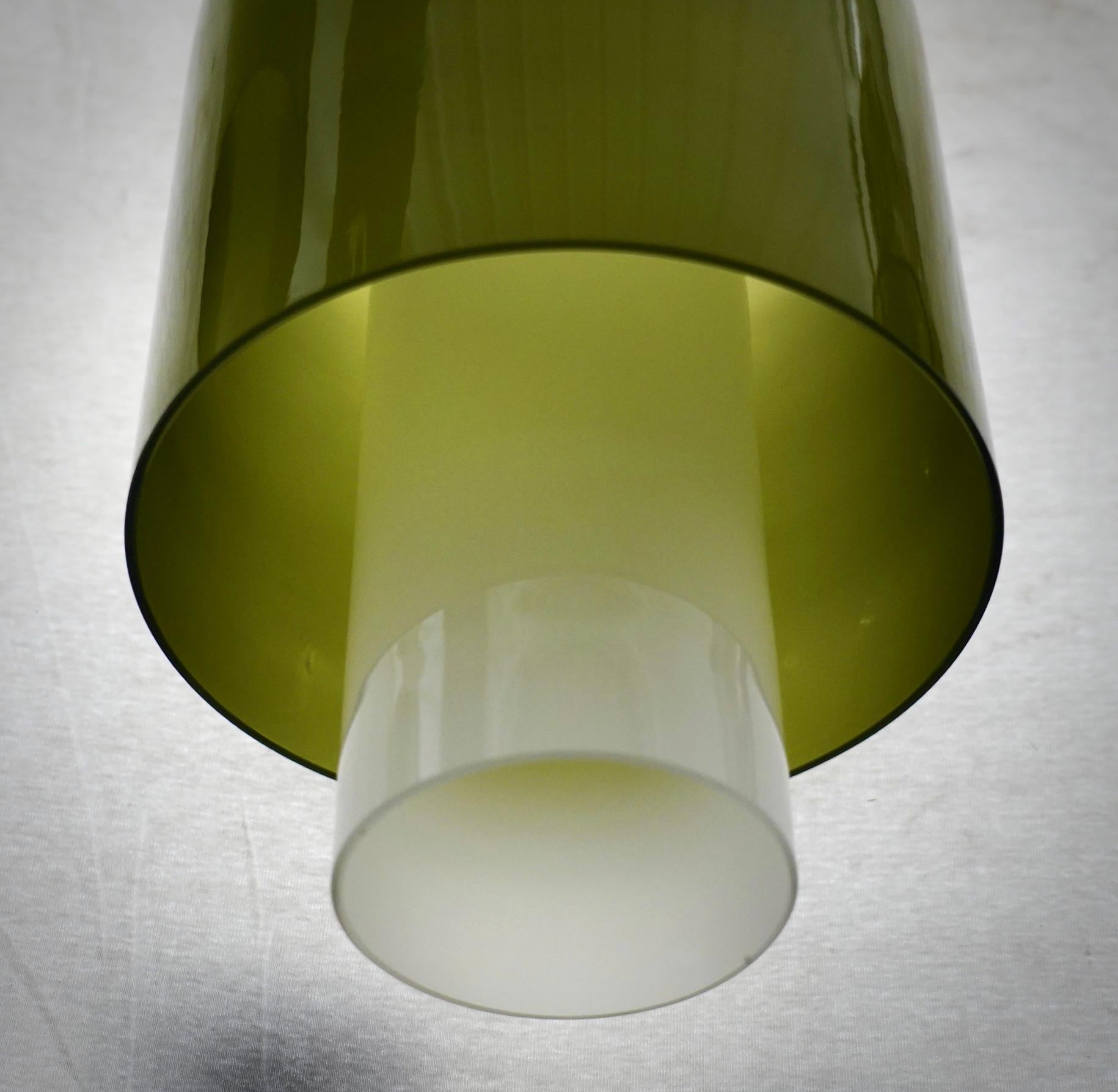XXIe siècle et contemporain Lanternes du milieu du siècle en verre soufflé de Murano, blanc et vert, 2020 en vente