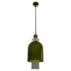 Murano Blown Glass White and Green Color Mid-Century Lanterns, 2020