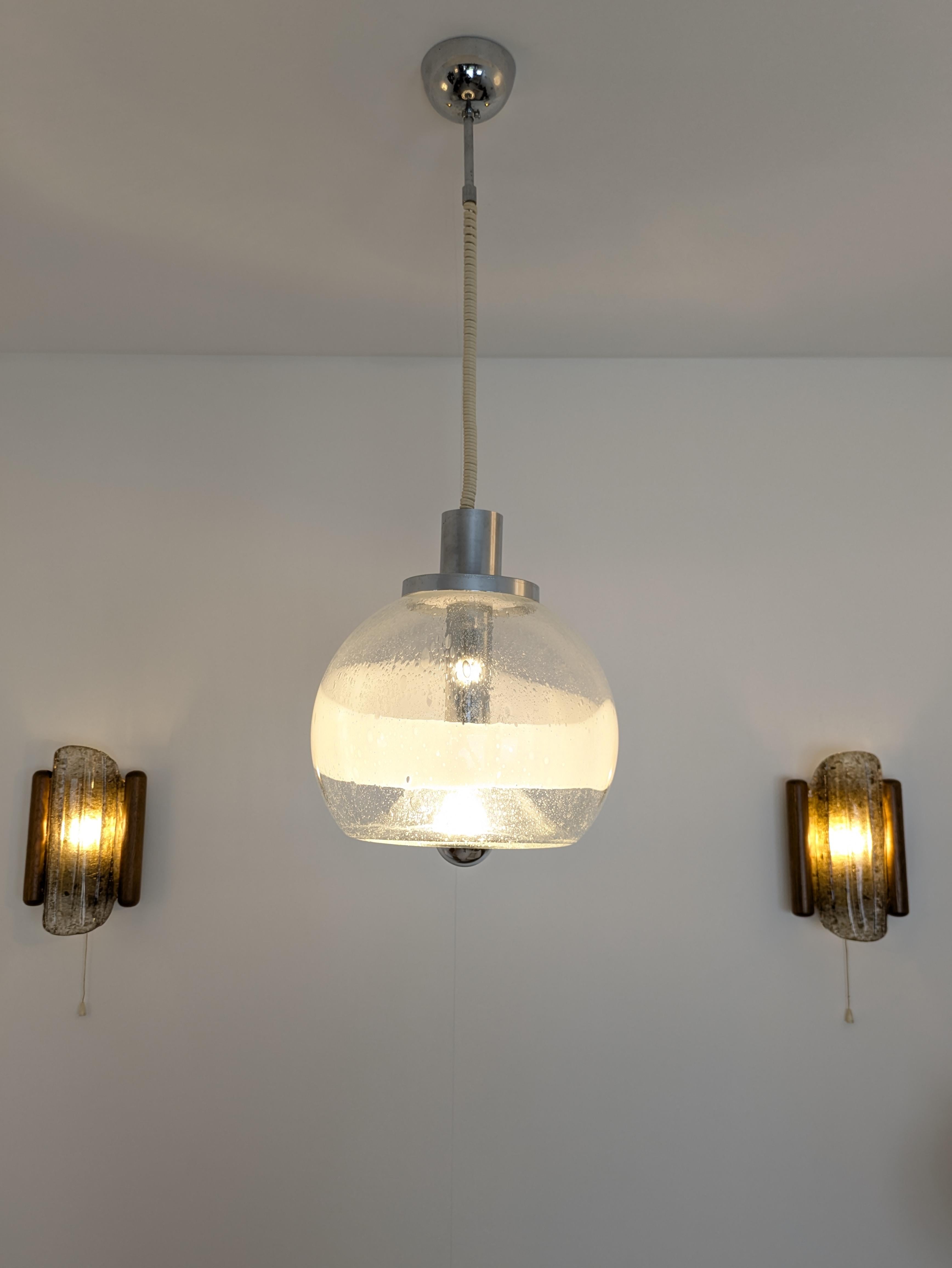Post-Modern Murano Blown globe pendant 30, Ettore Fantasia Gino Poli, Sothis, Pulegoso, 1970 For Sale