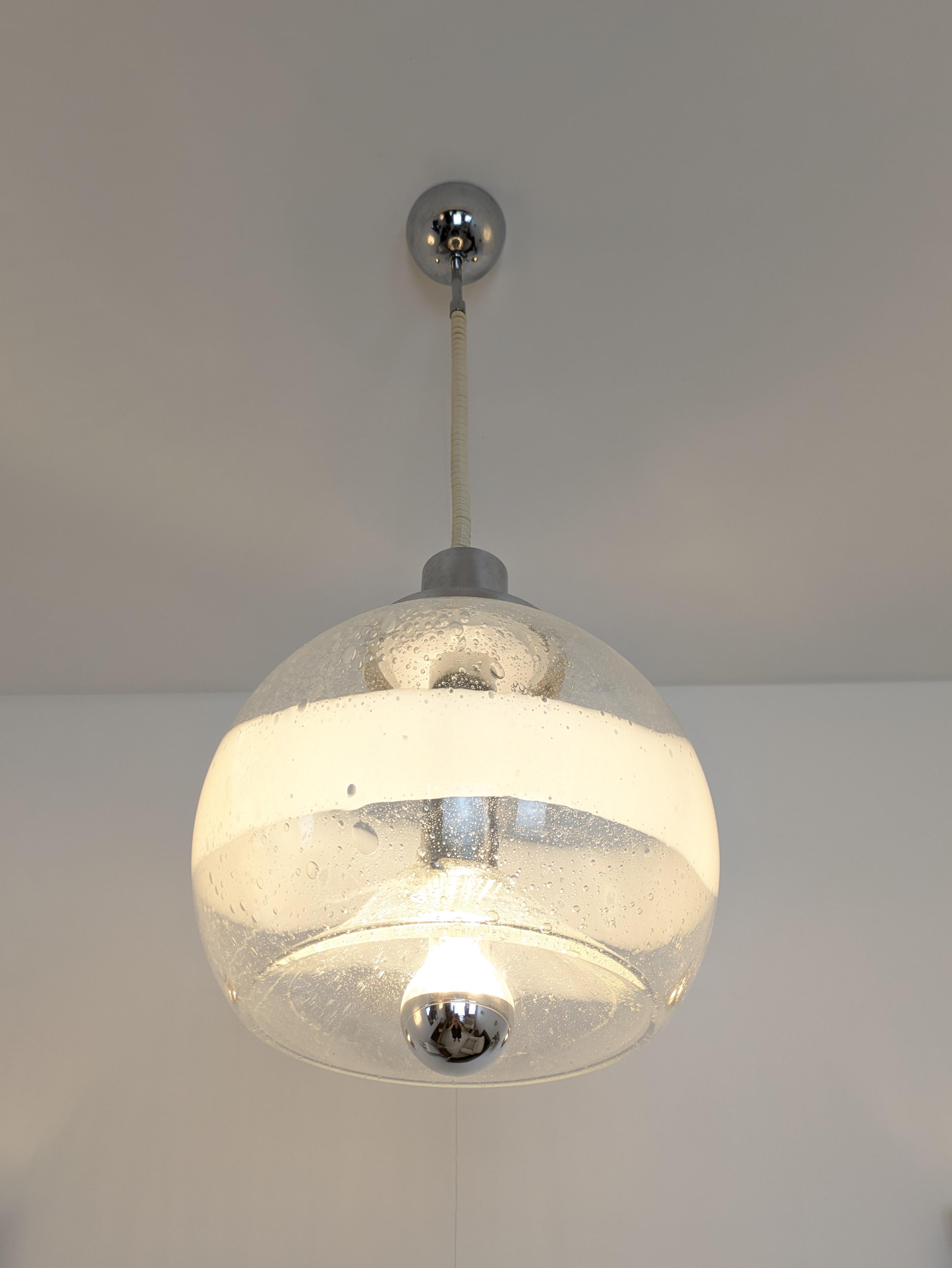 Italian Murano Blown globe pendant 30, Ettore Fantasia Gino Poli, Sothis, Pulegoso, 1970 For Sale