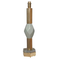 Murano Blown Light Green Glass and Brass Table Lamp, 1980