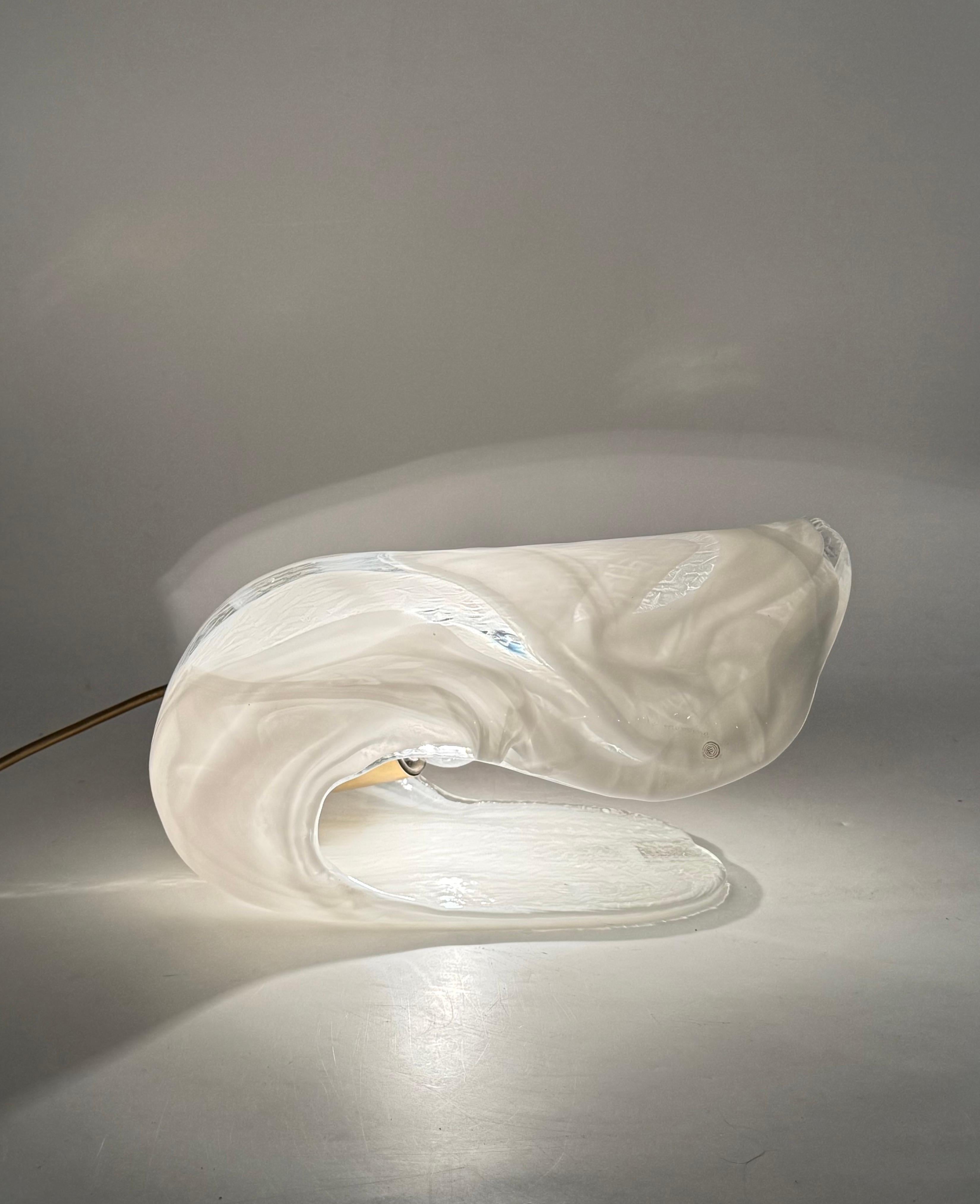 Lampe de table sculpturale en verre soufflé de Murano en forme de coquillage, La Murrina Italie 1970 en vente 3