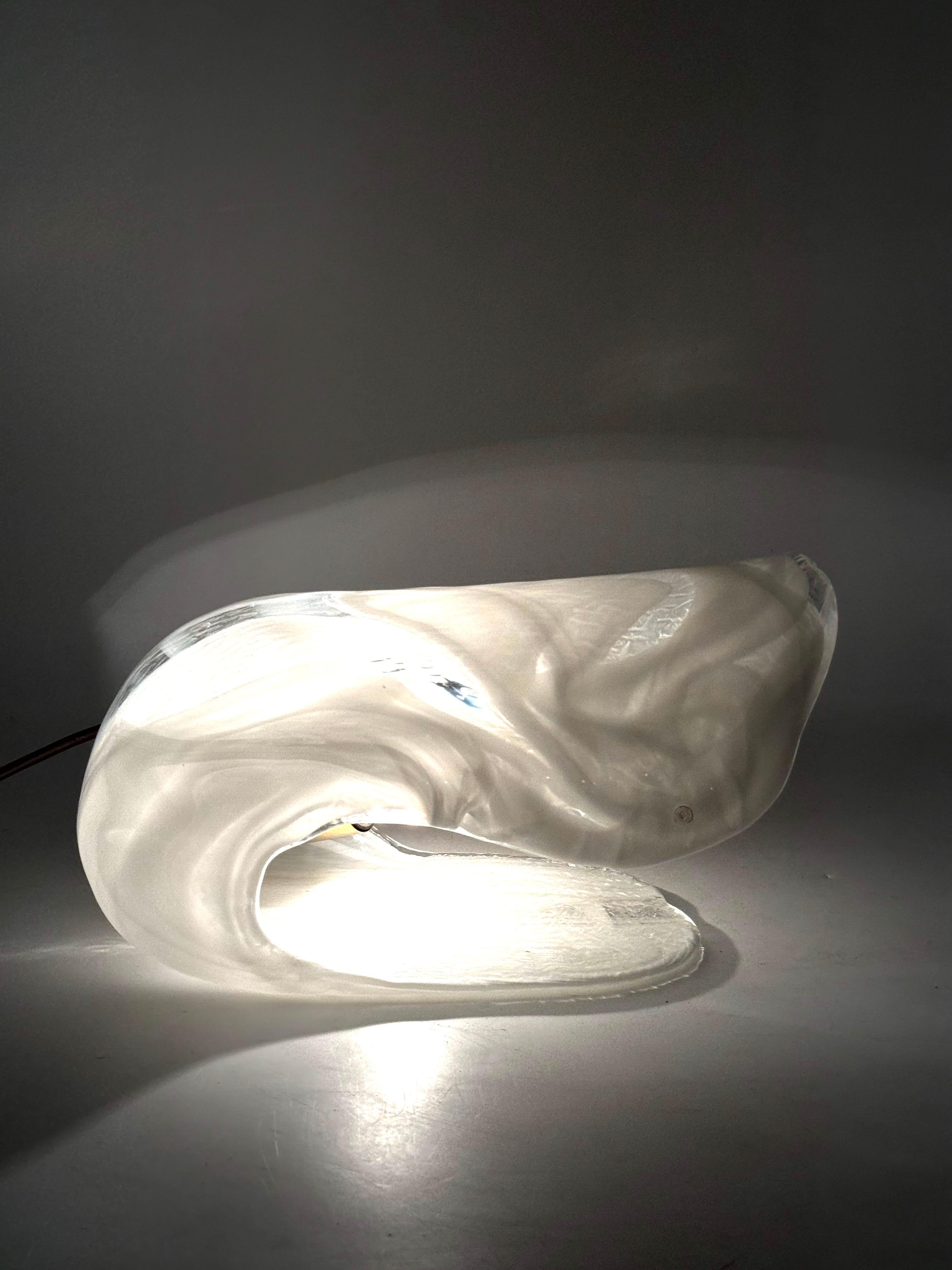Lampe de table sculpturale en verre soufflé de Murano en forme de coquillage, La Murrina Italie 1970 en vente 4
