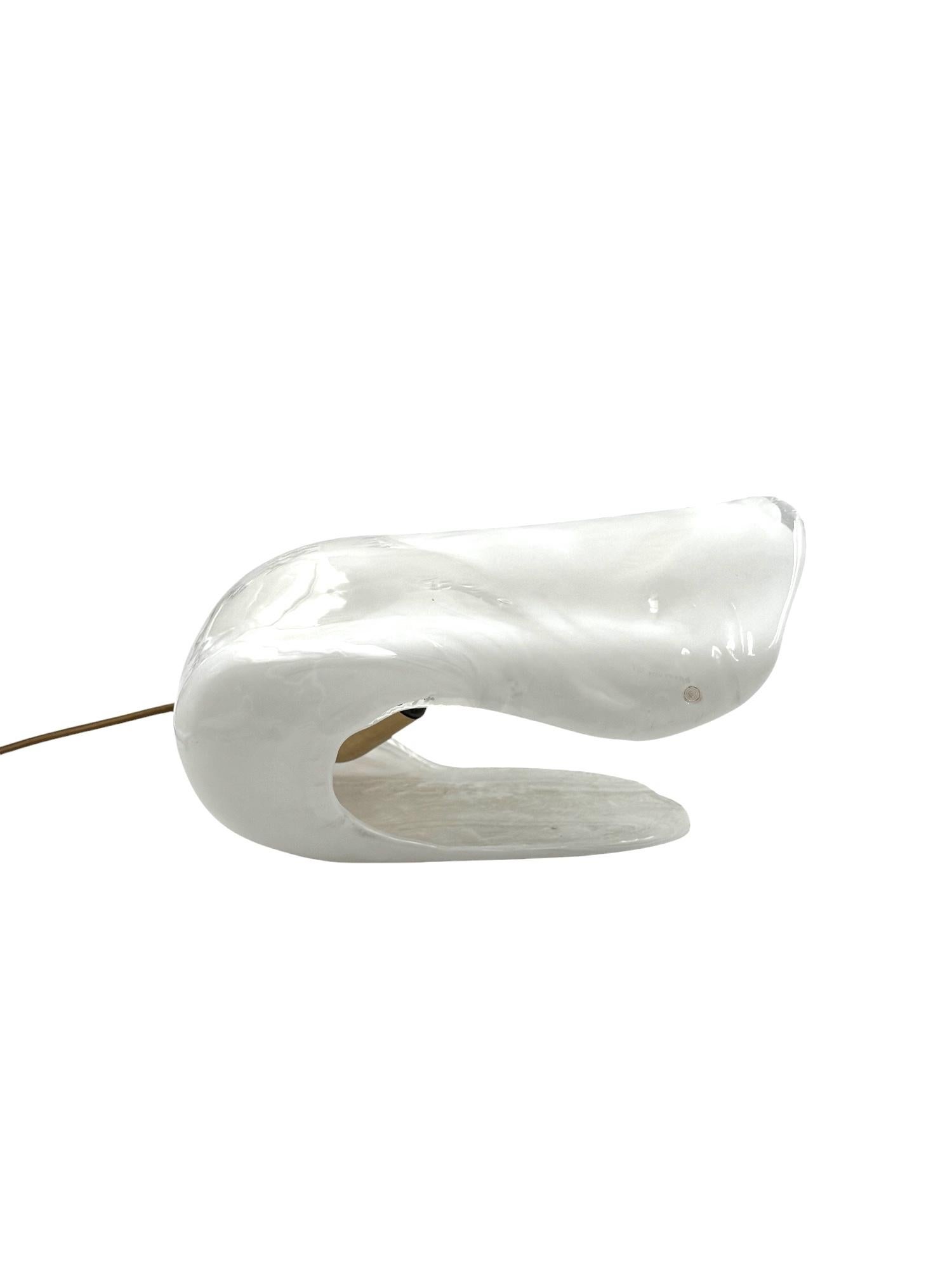 Lampe de table sculpturale en verre soufflé de Murano en forme de coquillage, La Murrina Italie 1970 en vente 1