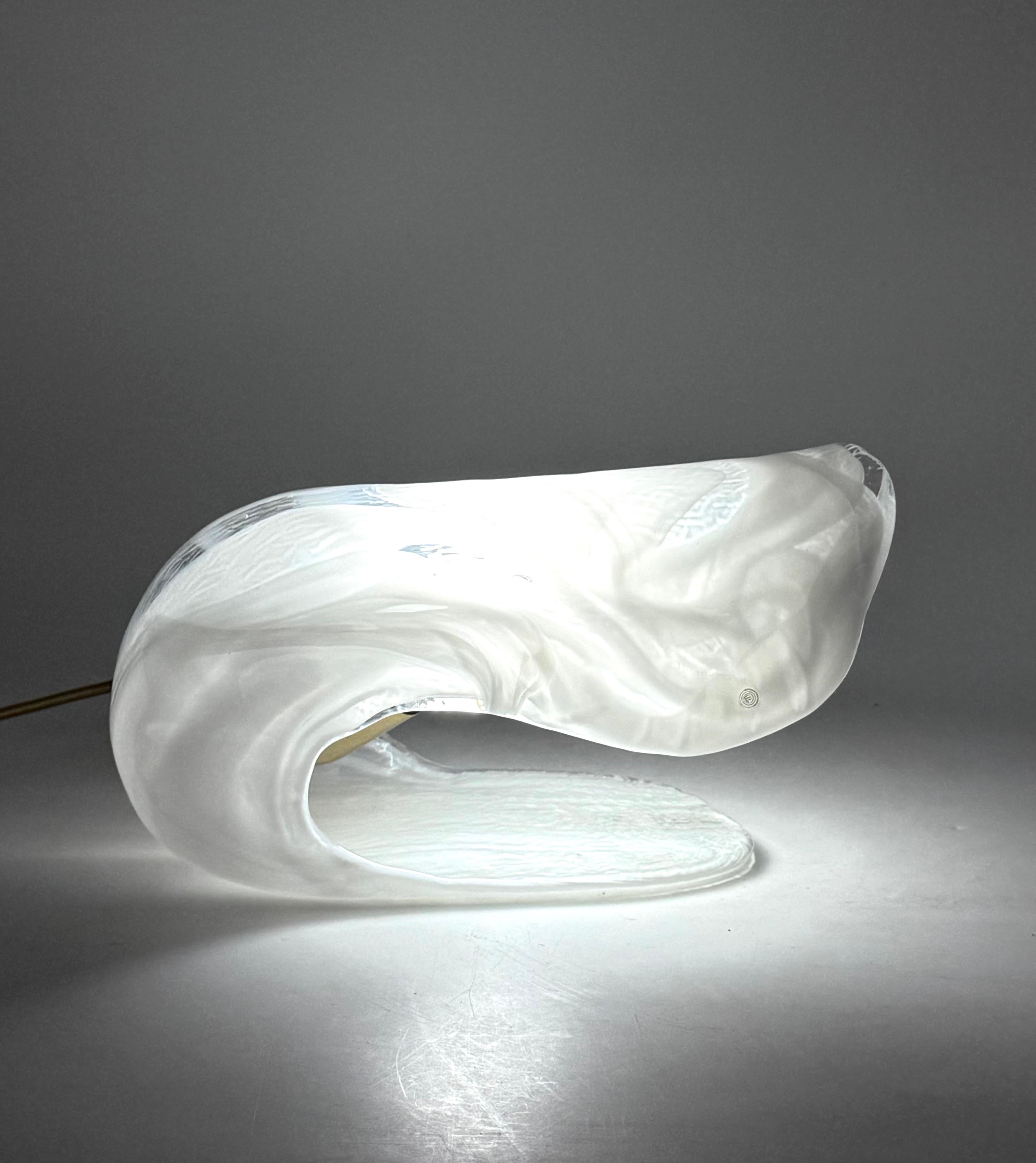 Lampe de table sculpturale en verre soufflé de Murano en forme de coquillage, La Murrina Italie 1970 en vente 2
