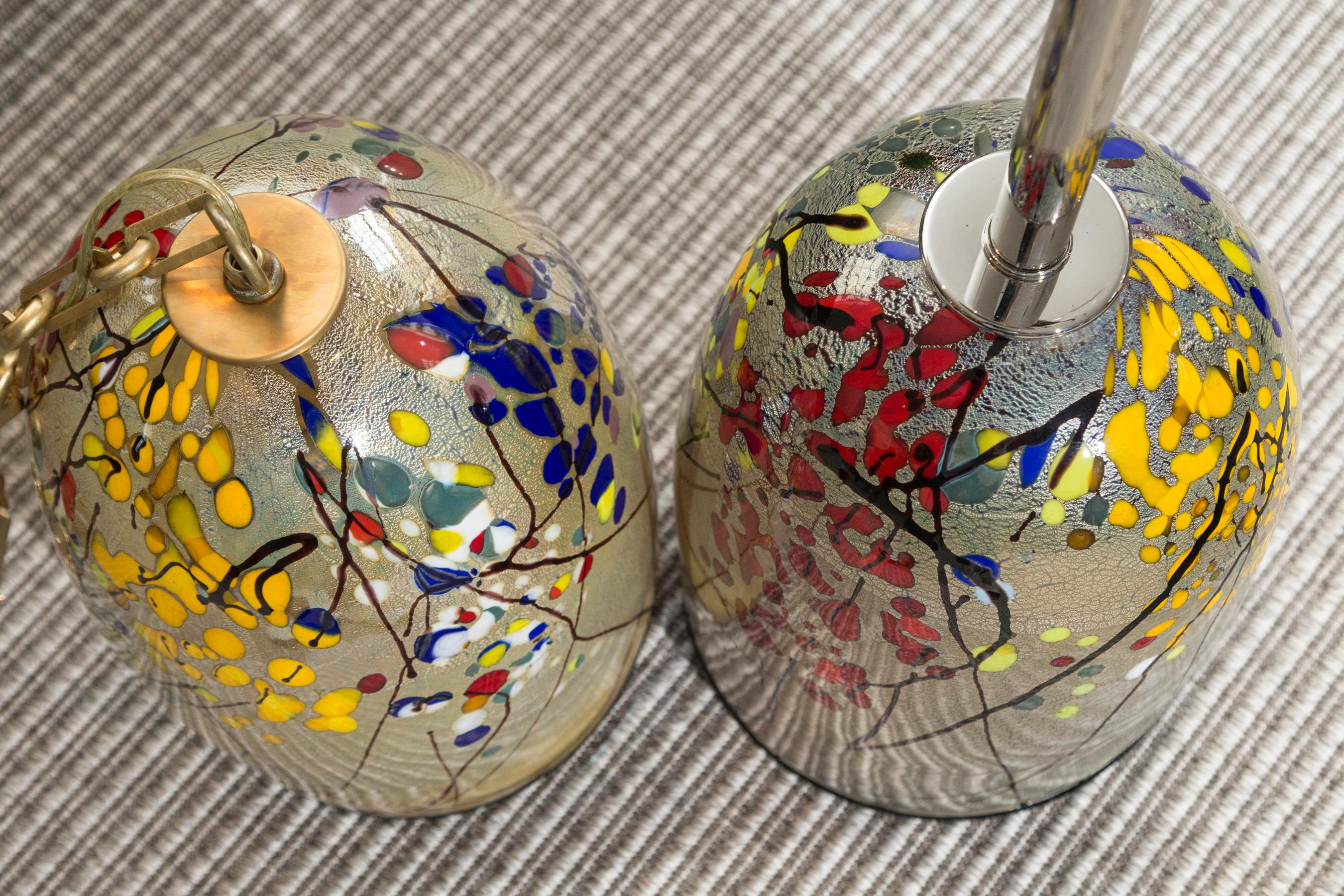 Großer abstrakter Murano-Anhänger aus geblasenem Silber, UL-zertifiziert, zeitgenössisch (Geblasenes Glas) im Angebot