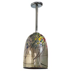 Grande suspension abstraite en argent soufflé de Murano, certifiée UL, contemporaine