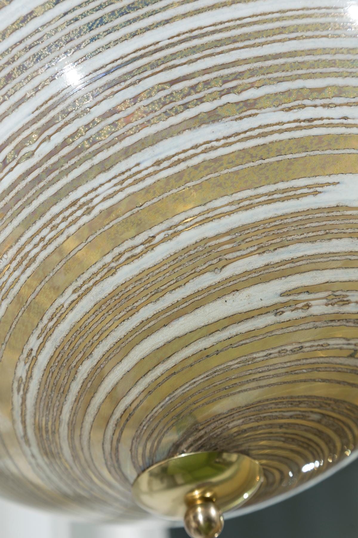 Murano Blown Wheat Gold Swirl Globe Pendant, Contemporary, UL Certified For Sale 2