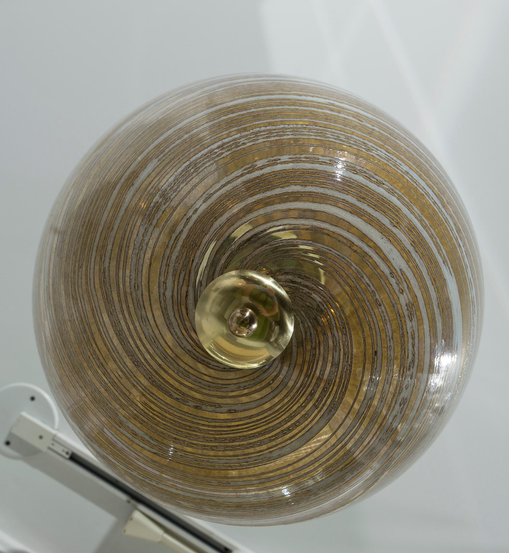 Murano Blown Wheat Gold Swirl Globe Pendant, Contemporary, UL Certified For Sale 3