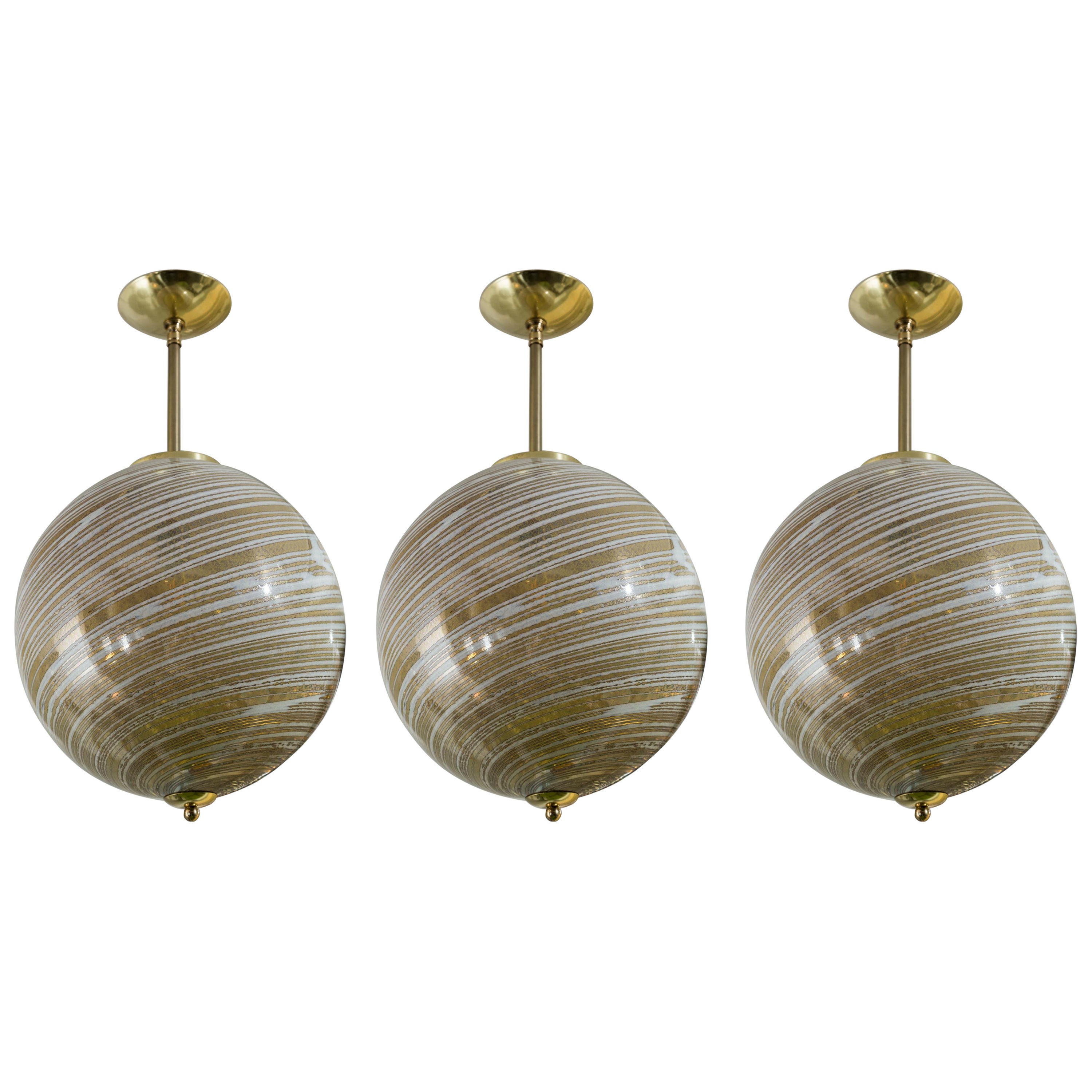 Ciondolo a forma di globo in oro soffiato a grano di Murano, contemporaneo, certificato UL in vendita