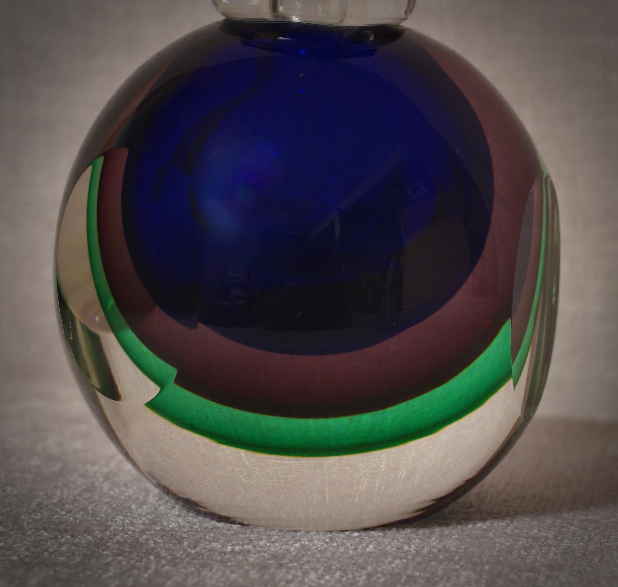 Murano Blu and Green Perfume Bottle, 1990 For Sale 3
