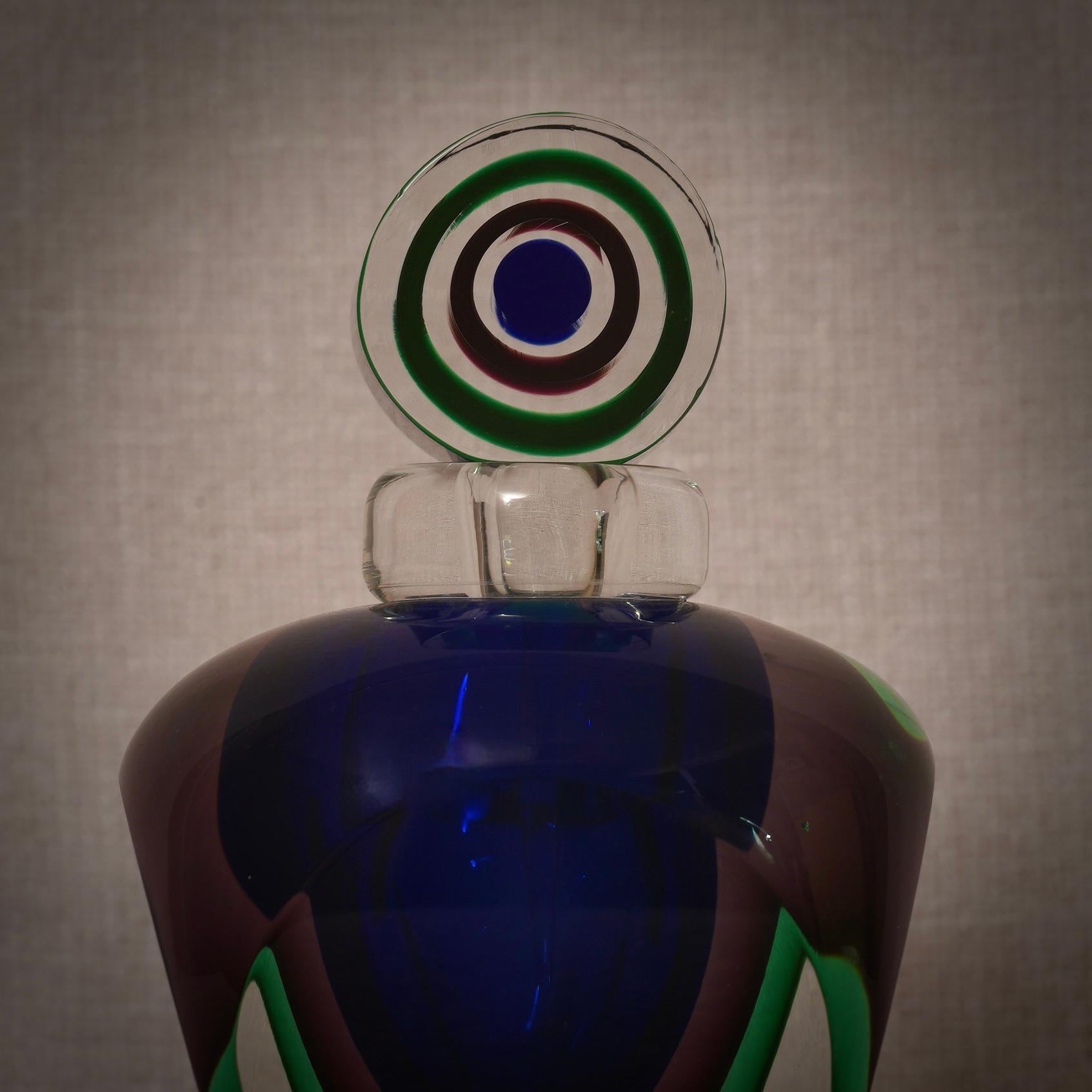 Murano Blau und Grün Parfümflasche, 1990 (Moderne der Mitte des Jahrhunderts) im Angebot