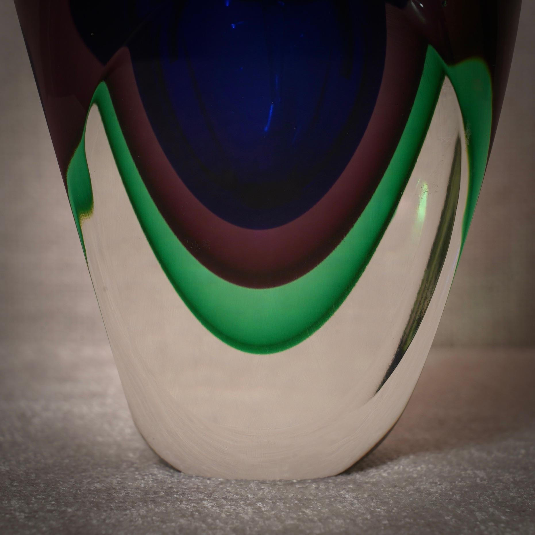 Murano Blau und Grün Parfümflasche, 1990 (Italienisch) im Angebot