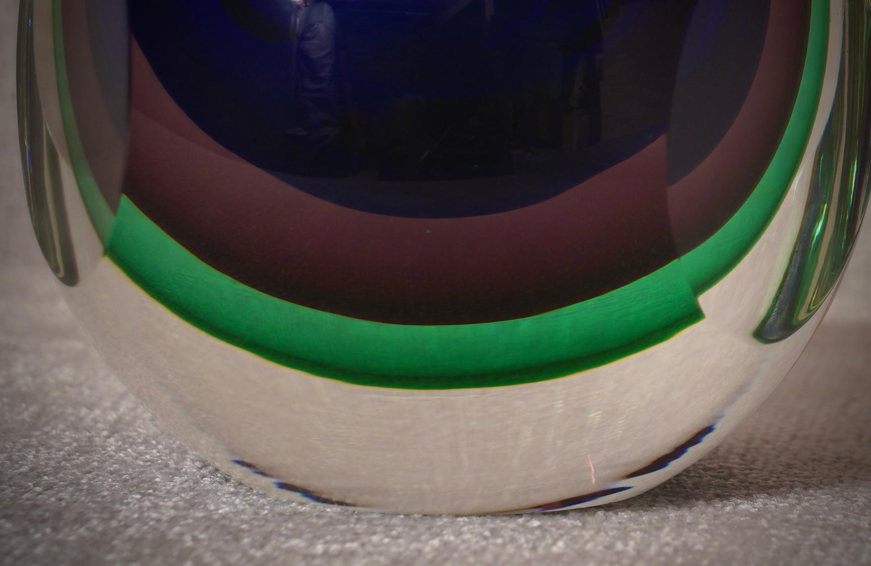 Murano Glass Murano Blu and Green Perfume Bottle, 1990 For Sale