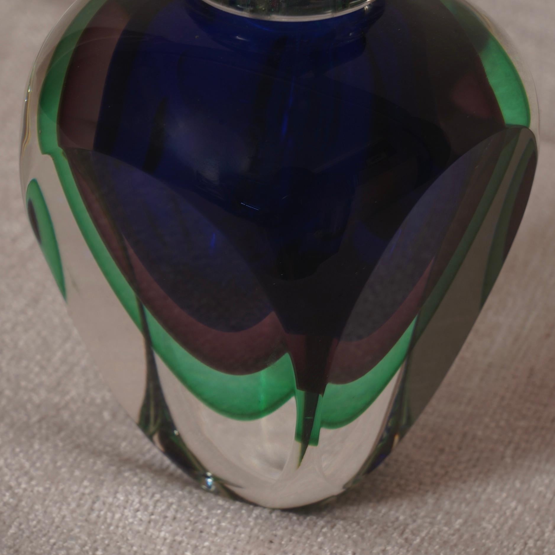 Murano Blau und Grün Parfümflasche, 1990 (Muranoglas) im Angebot