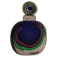 Murano Blu and Green Perfume Bottle, 1990