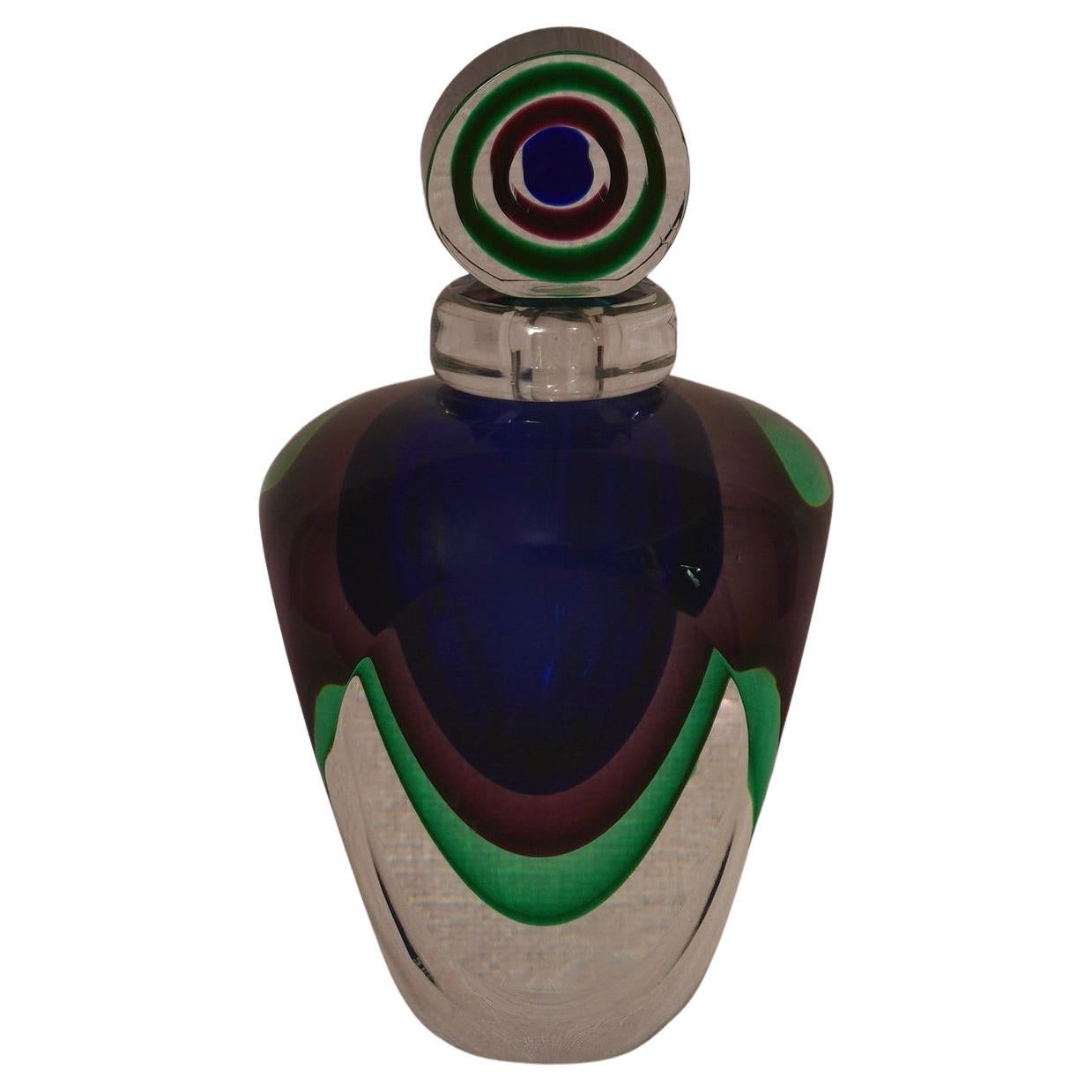 Murano Blu and Green Perfume Bottle, 1990