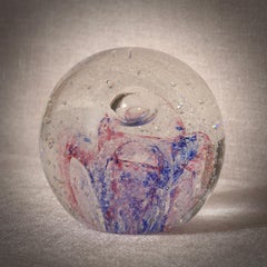 Murano Art Glass Sphere, Blu and Pink, Mid-Century Modern, Italy, 1980