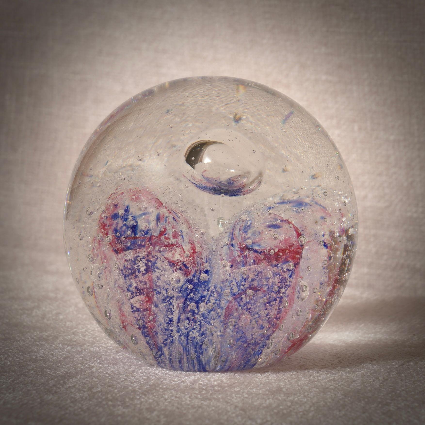 italien Sphère en verre d'art bleu et rose de Murano, 1980 en vente