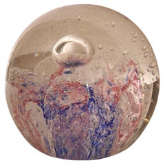 Murano Blu and Pink Art Glass Sphere, 1980