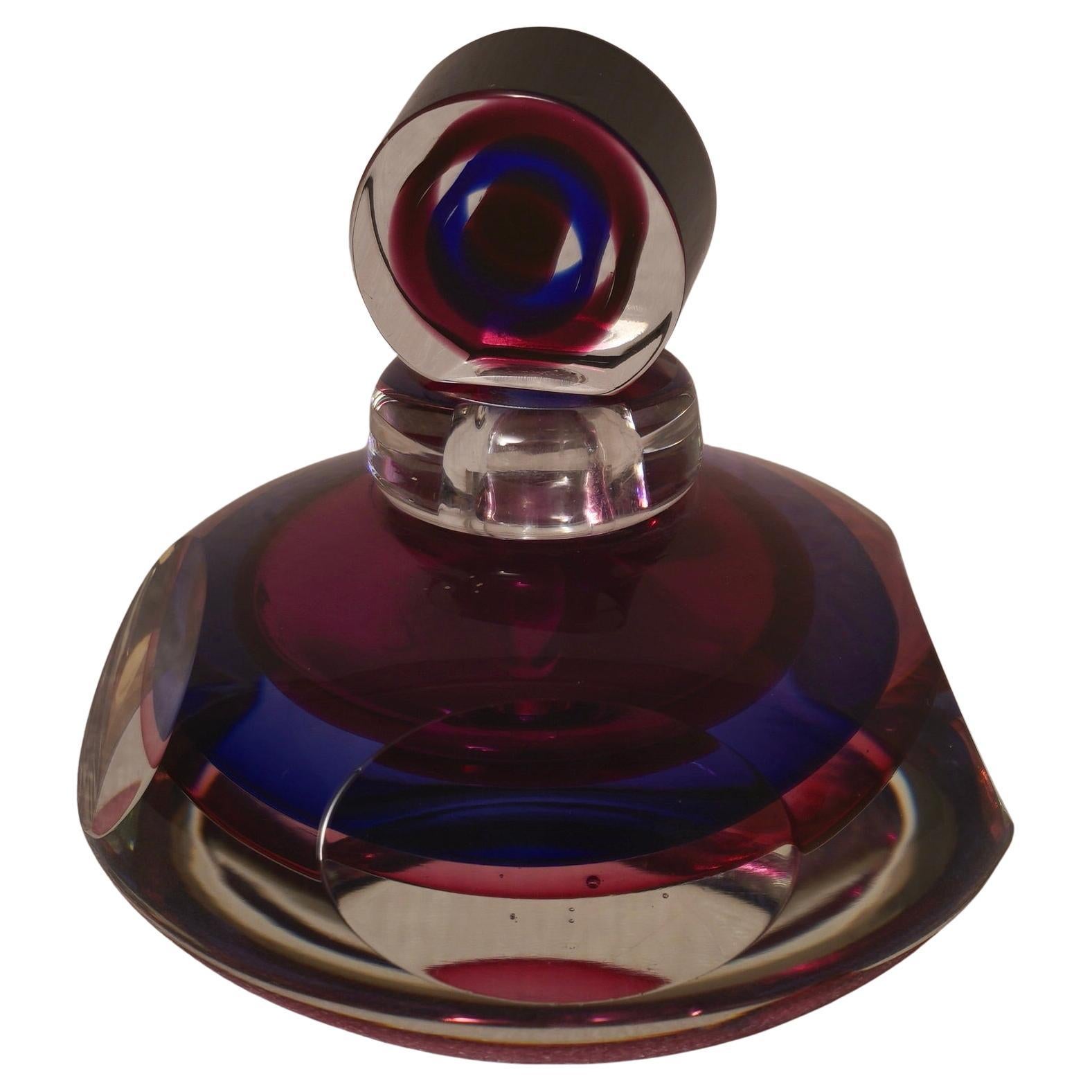 Murano Blu and Pink Perfume Bottle, 1990