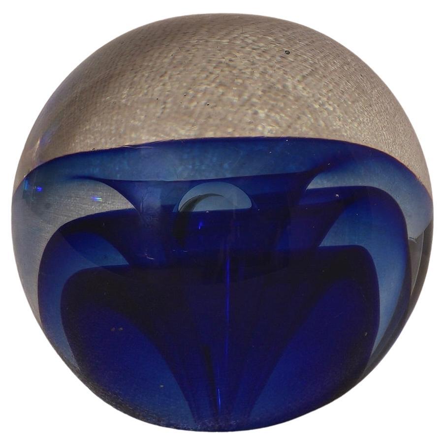 Sfera in vetro artistico di Murano Blu, 1980