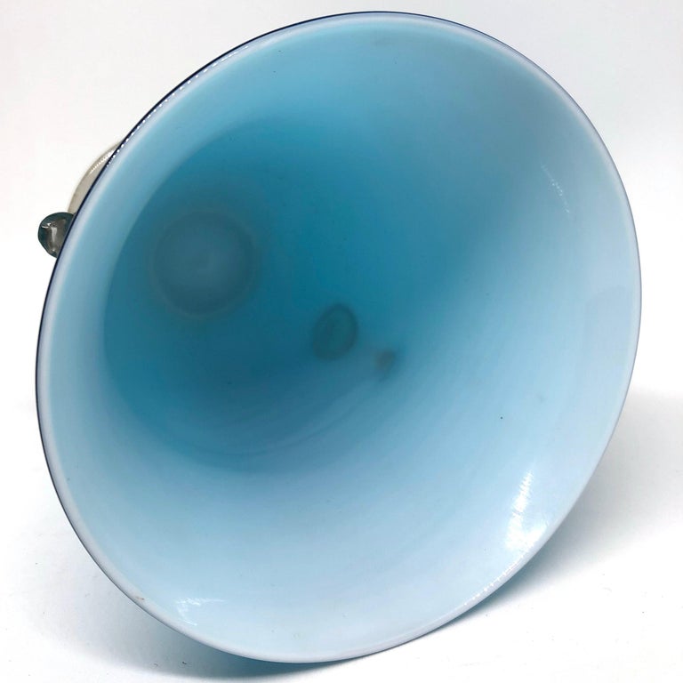 Late 20th Century Murano Blue and Smoked Art Glass Urn Vase, Signed by Roberto Rossi, Italy For Sale