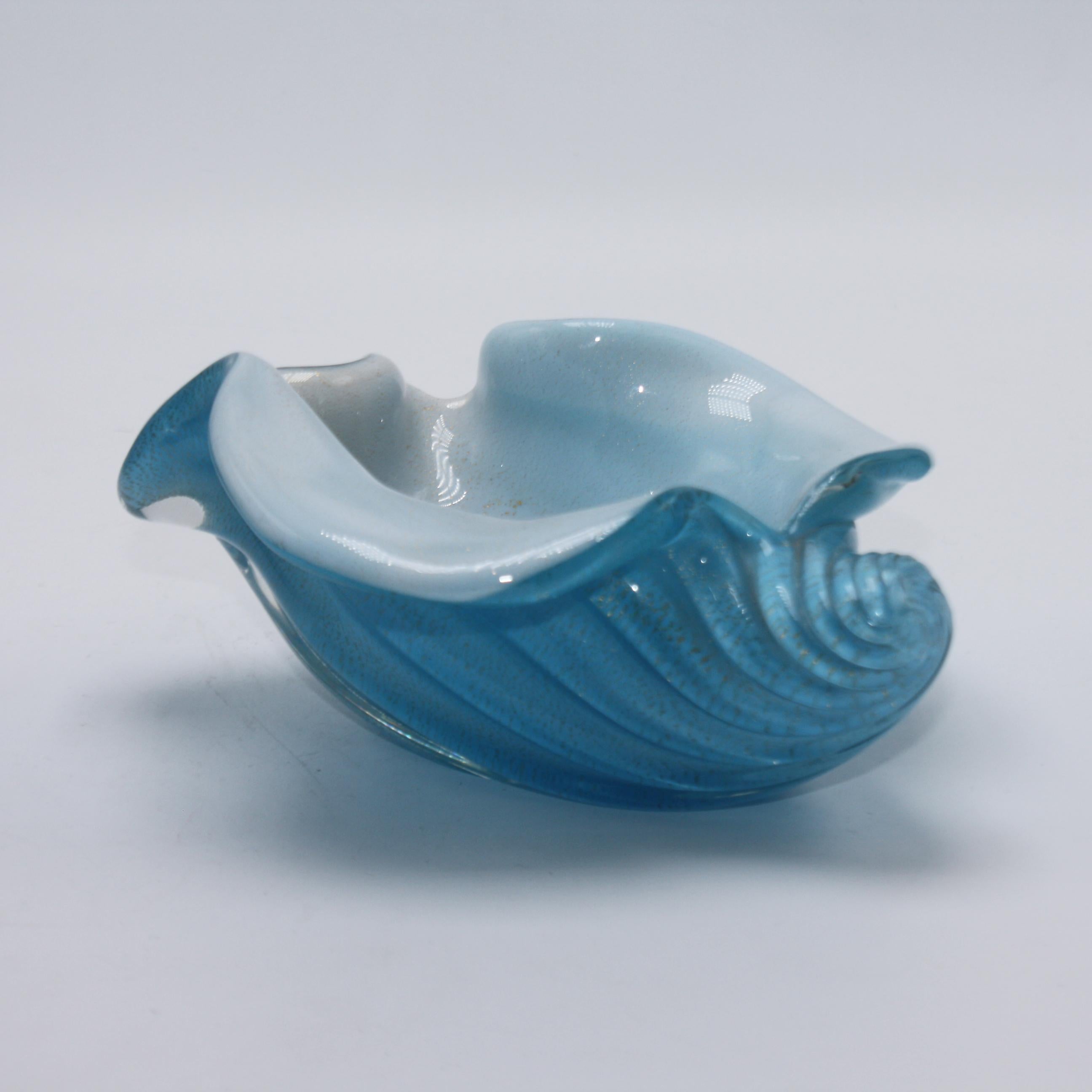Murano Glass Murano Blue and White Shell Bowl, circa 1960