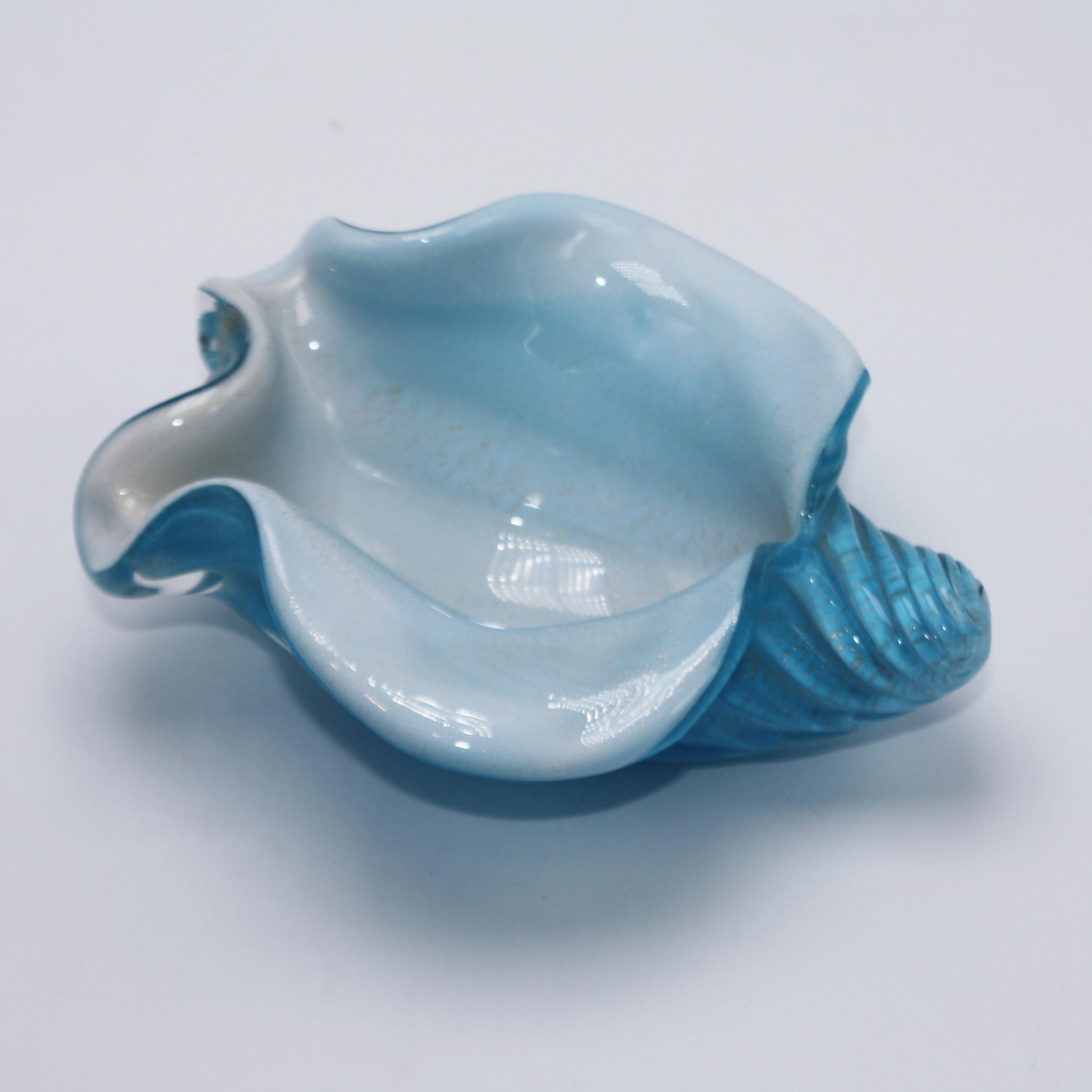 Murano Blue and White Shell Bowl, circa 1960 1