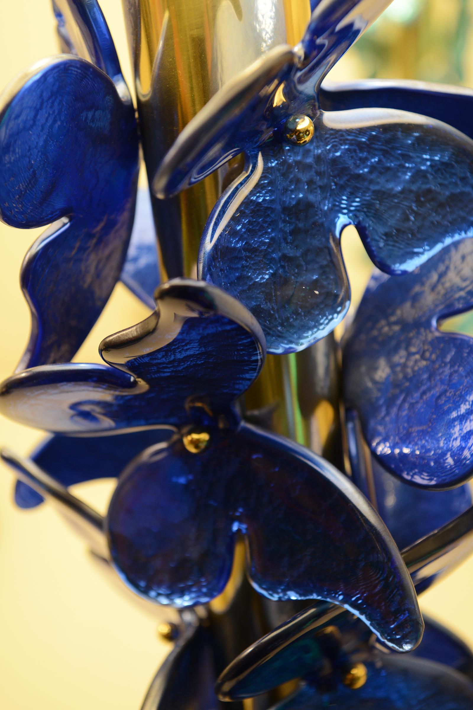 Lámpara de mesa Mariposas azules de Murano Italiano en venta