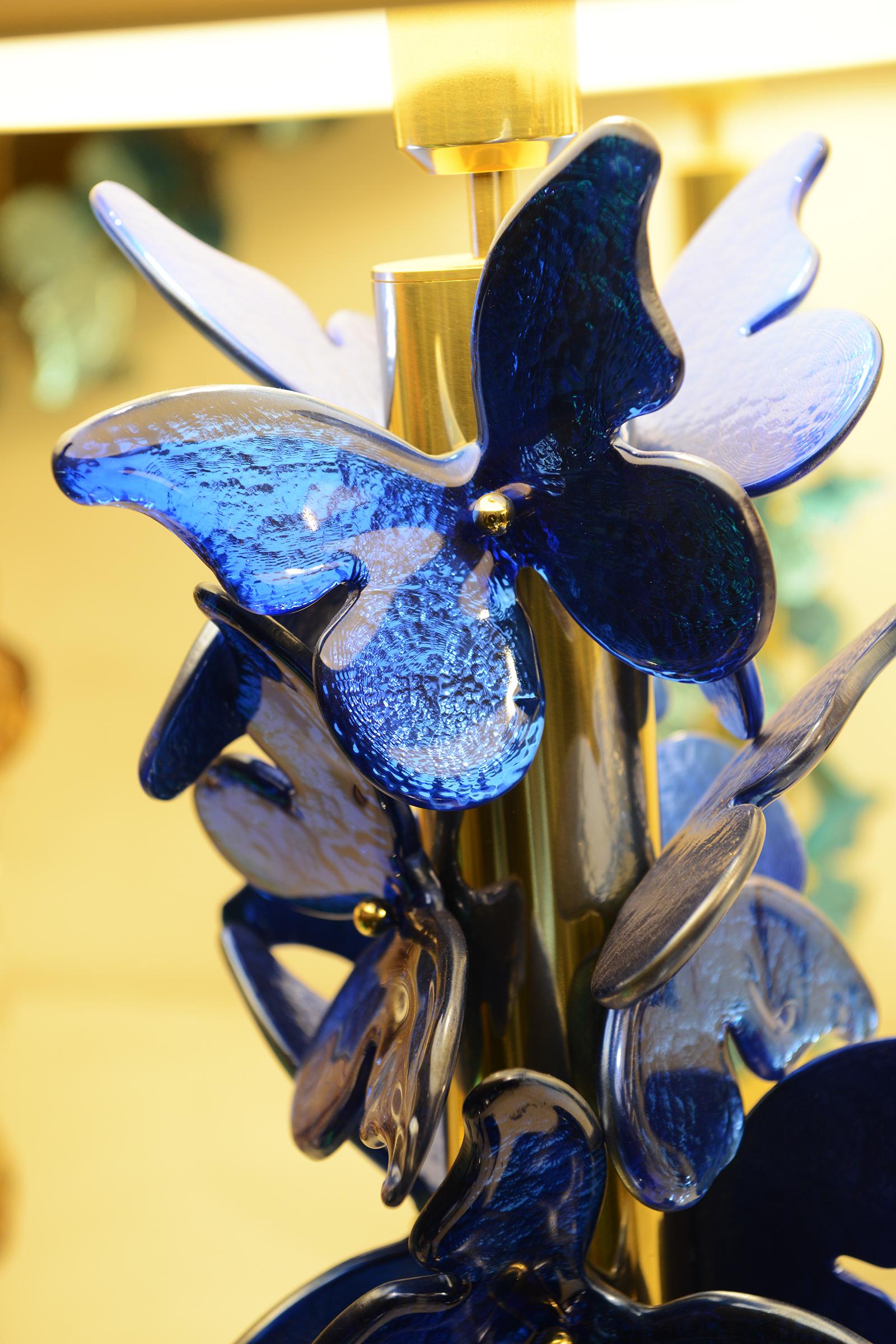 Lámpara de mesa Mariposas azules de Murano en Excelente estado para la venta en Paris, FR