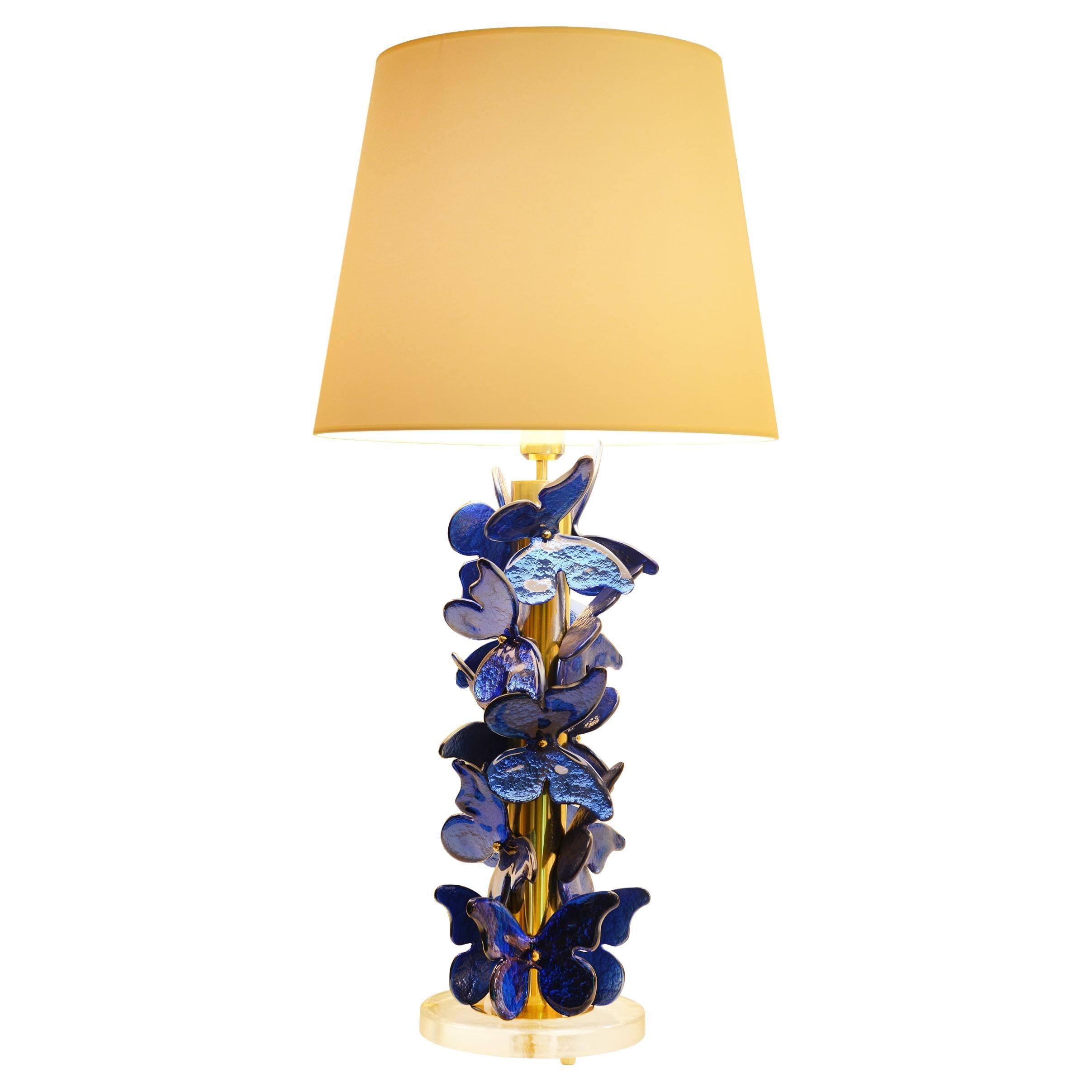 Lámpara de mesa Mariposas azules de Murano en venta