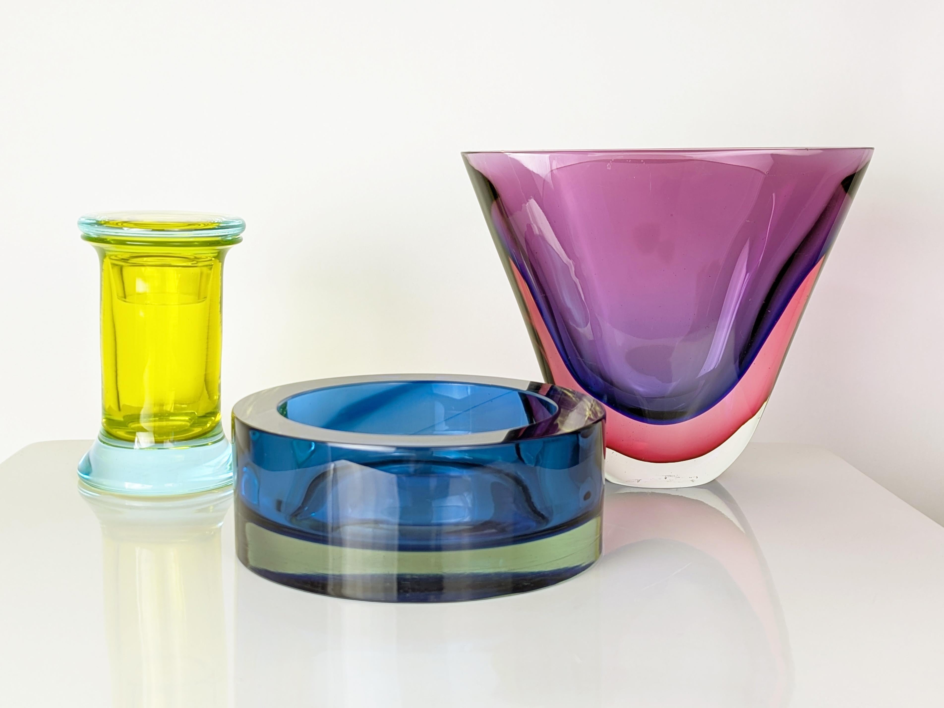 Murano blue & clear sommerso glass centerpiece/bowl by Seguso For Sale 6