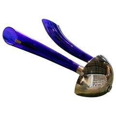 Murano Blue Crystal Wall Sconce with Steel Bracket