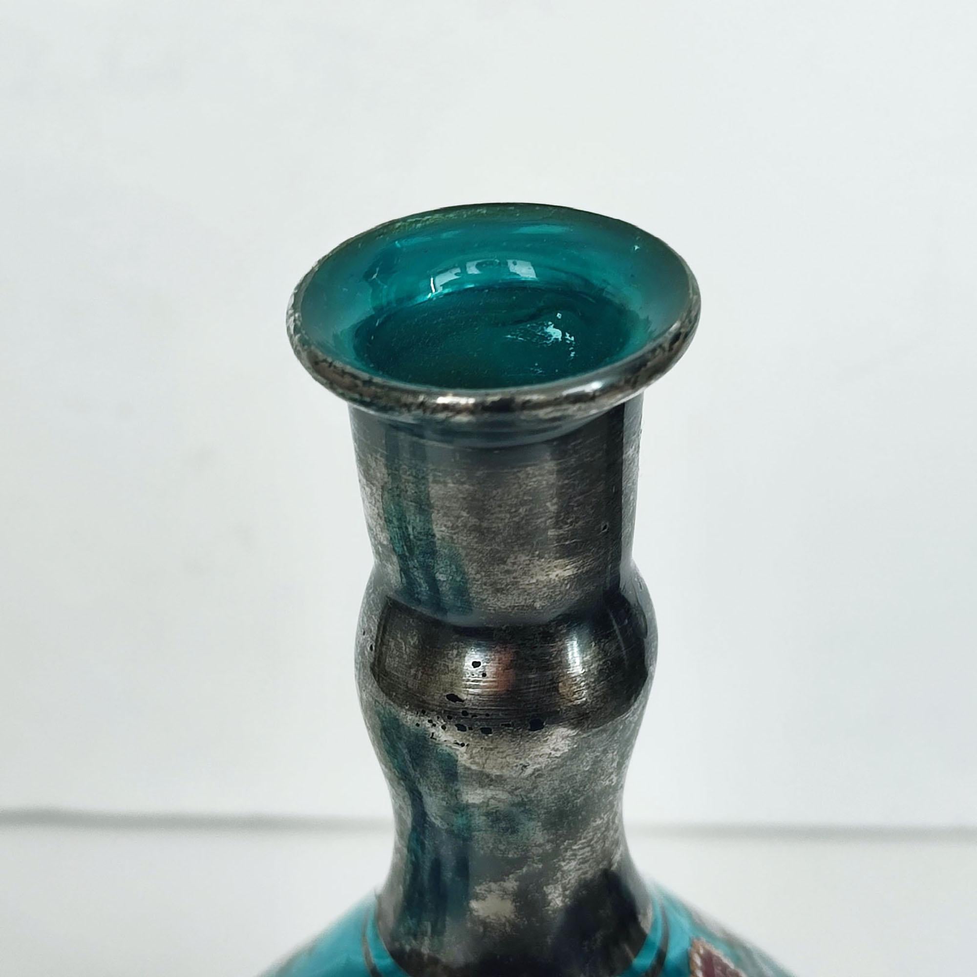 italien Set de carafes en verre bleu de Murano avec incrustation en argent Sterling San Giorgio - Italie en vente