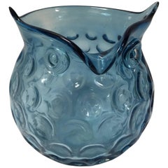 Murano Blue Glass Owl Shaped Bowl