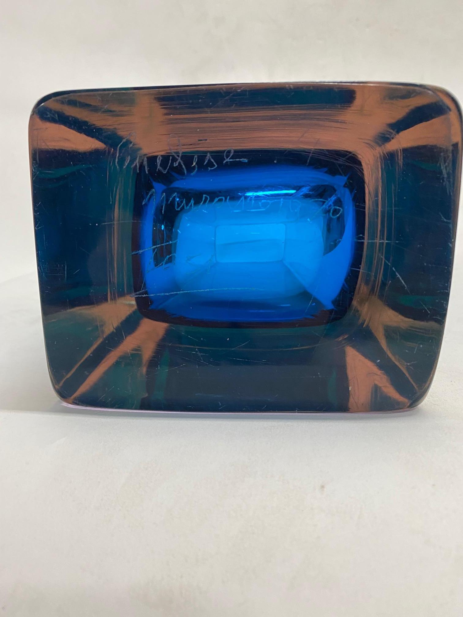 Vase Sommerso en verre de Murano bleu de Fabio Tosi pour Cenedese en vente 7