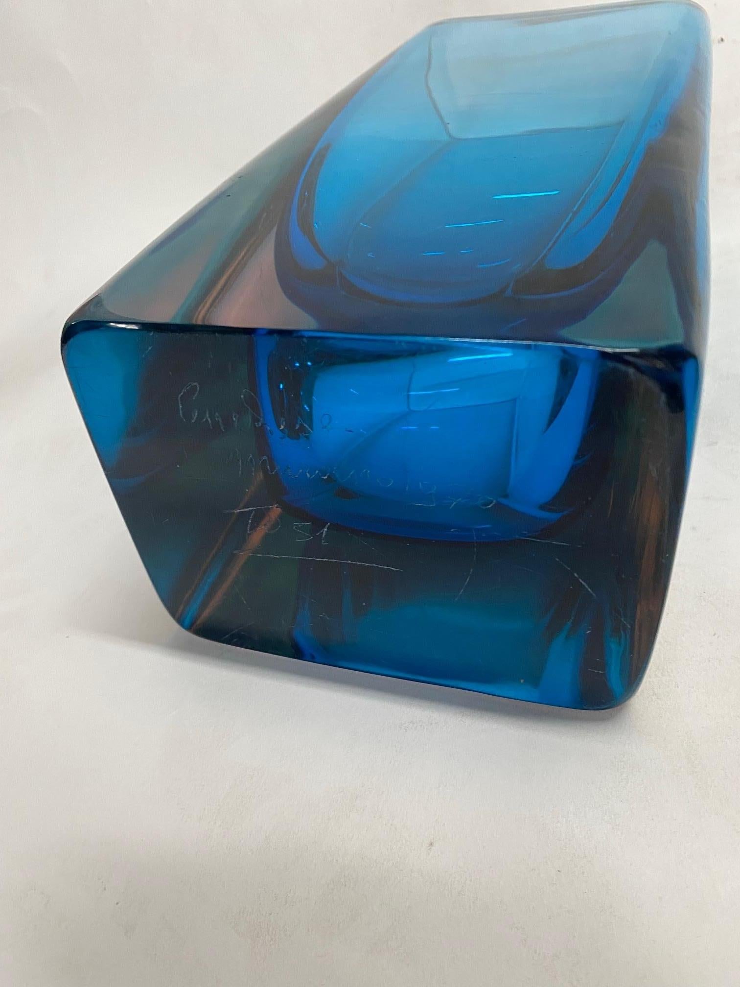 Vase Sommerso en verre de Murano bleu de Fabio Tosi pour Cenedese en vente 8