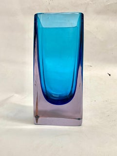 Murano Blue Glass “Sommerso” Vase by Fabio Tosi for Cenedese