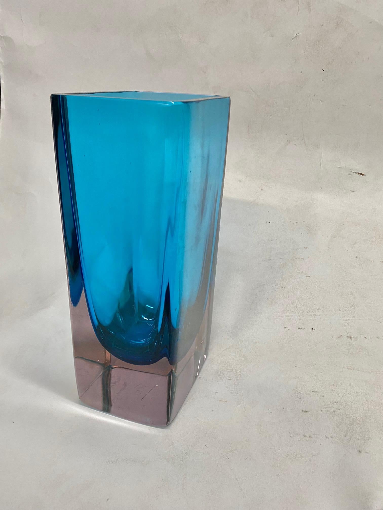 Sommerso-Vase aus blauem Muranoglas von Fabio Tosi für Cenedese (Glas) im Angebot